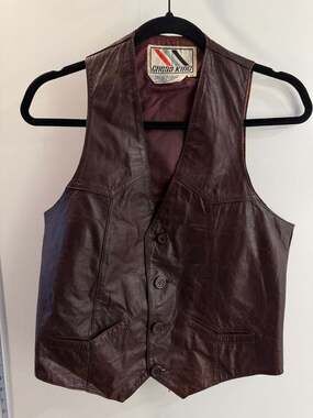 Vintage Chess King Genuine Leather Button-Front Western Vest
